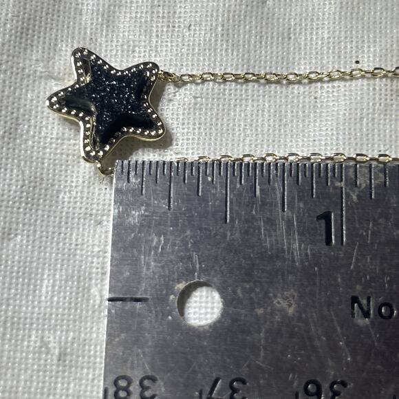 Kendra Scott Black Crystal Rock Black Star Pendant Necklace Gold Slide Adj New - Picture 10 of 10